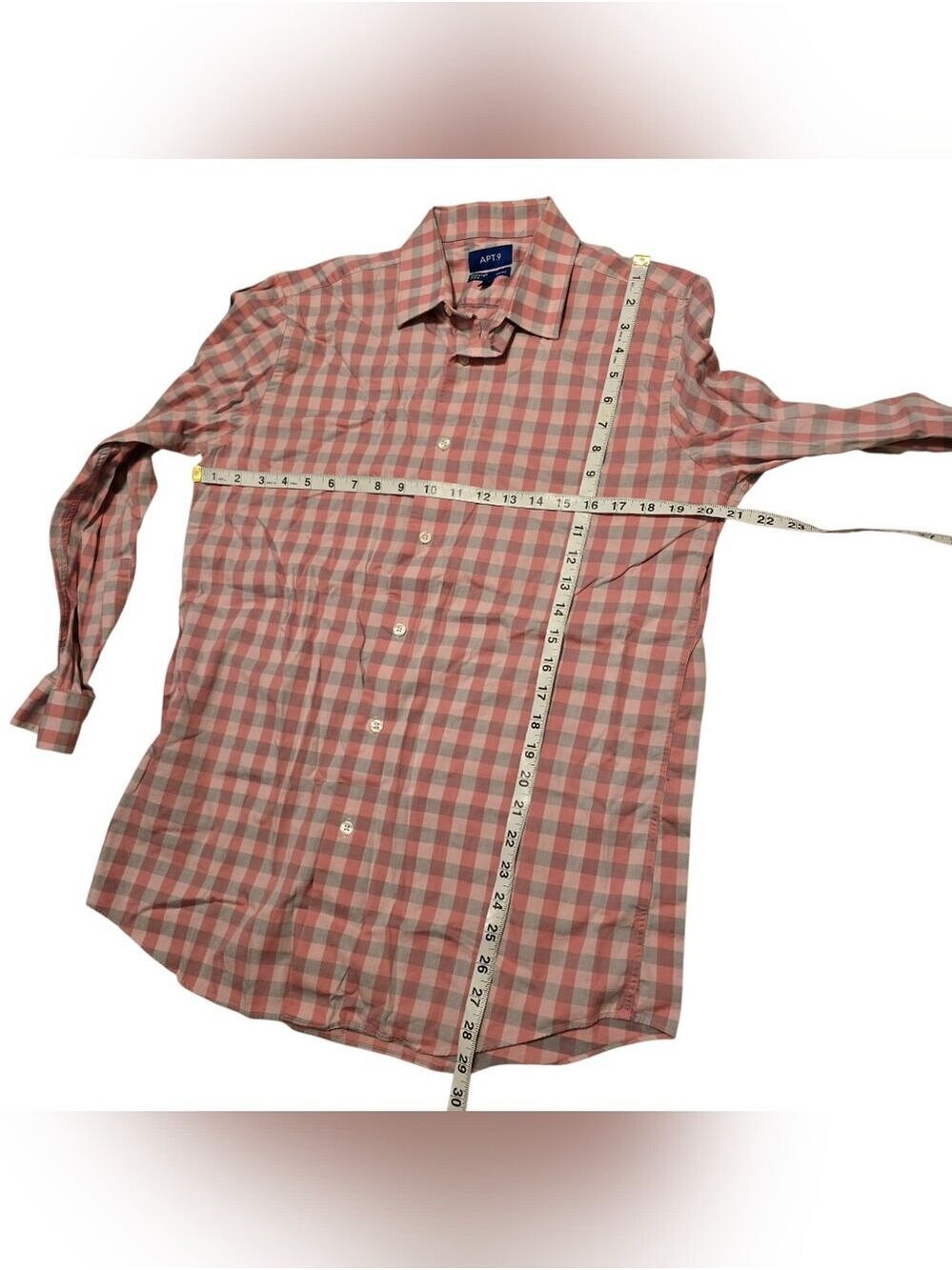 Apt. 9 Premier Flex Slim Fit Plaid Button Down Shirt Pink Gray Long Sleeves 16 - Picture 5 of 8